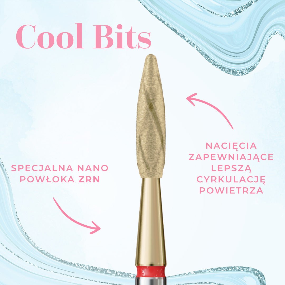 Bit in a long flame shape with cuts COOL BITS GOLD LINE 243R.X514.023 - iqnails