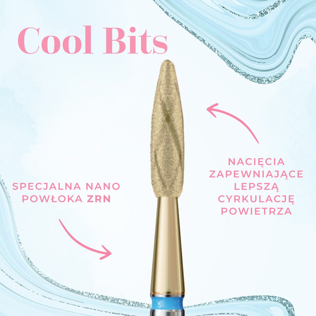 Bit in long flame shape with cuts COOL BITS GOLD LINE 243R.X524.023 - iqnails