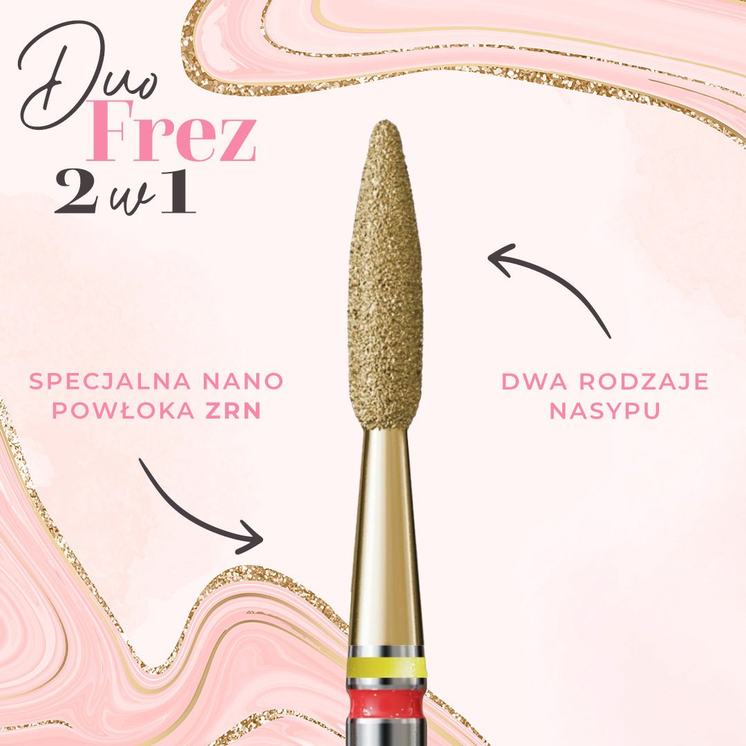 Long flame-shaped bit with 2-in-1 grit SOFT DuoFrez - iqnails