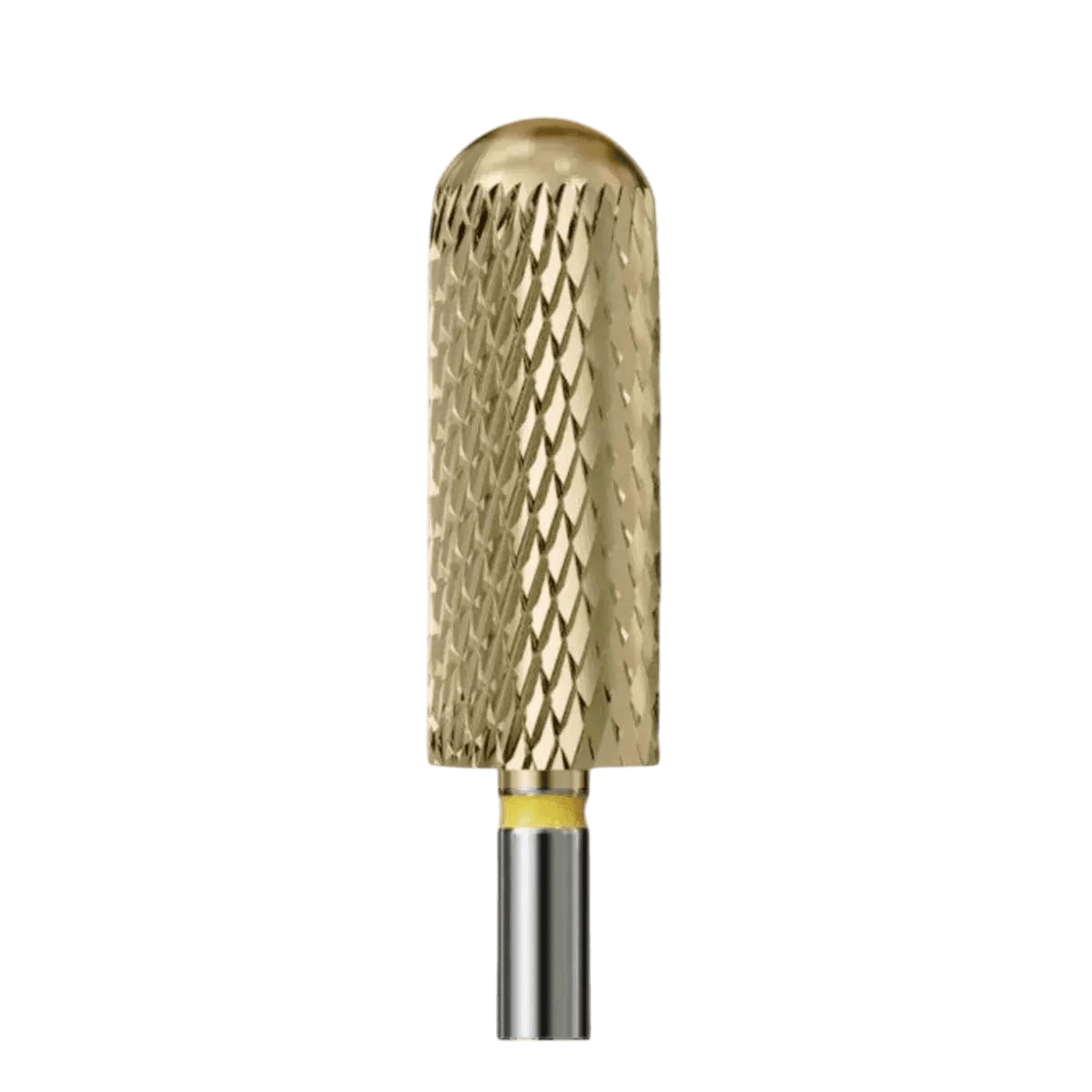 Sintered carbide bit for gentle removal of hybrid polish and gel with safe top and gold coating - extra fine cylinder - iqnails