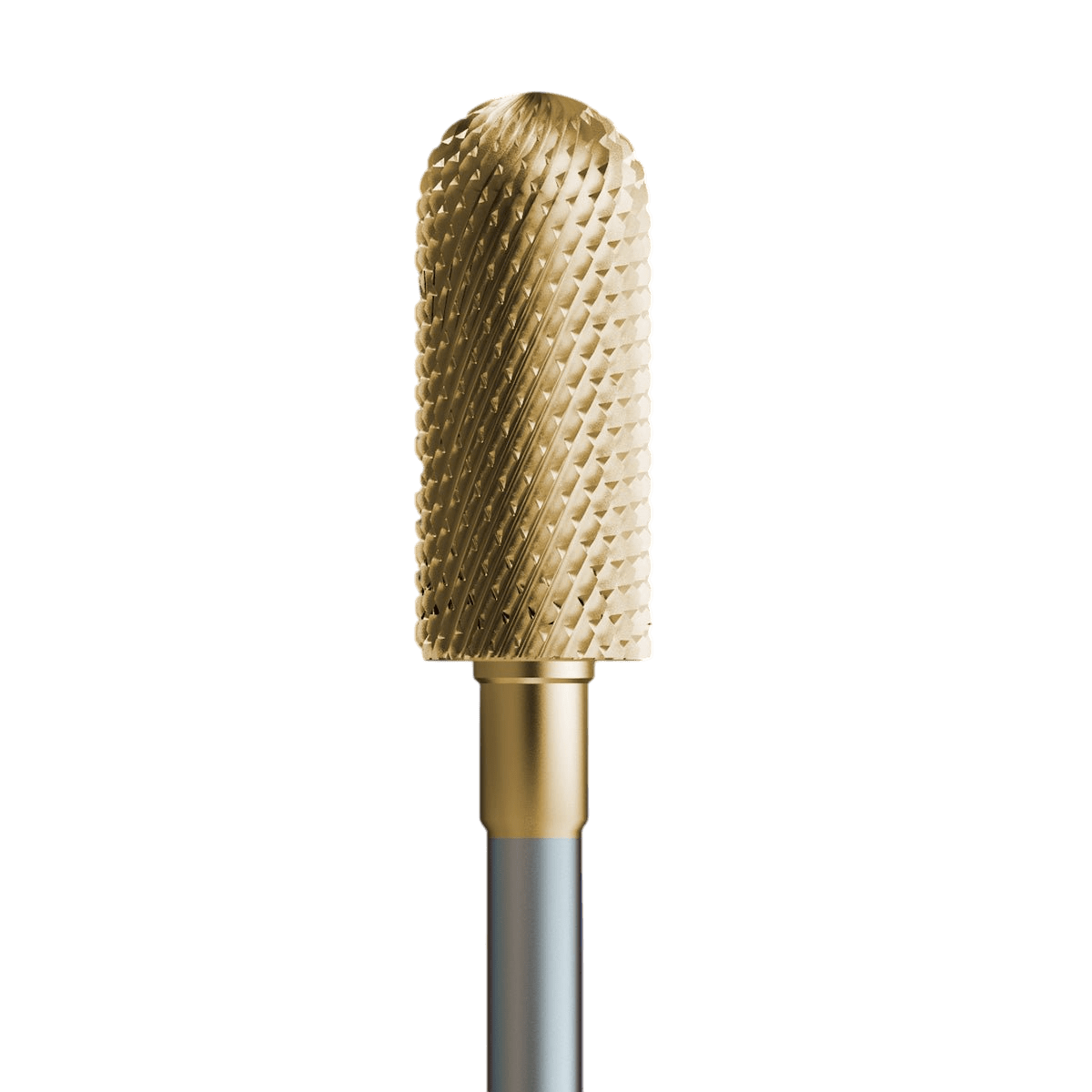 Sintered carbide bit with active top for hybrid polish and gel with gold coating - gentle cylinder - iqnails