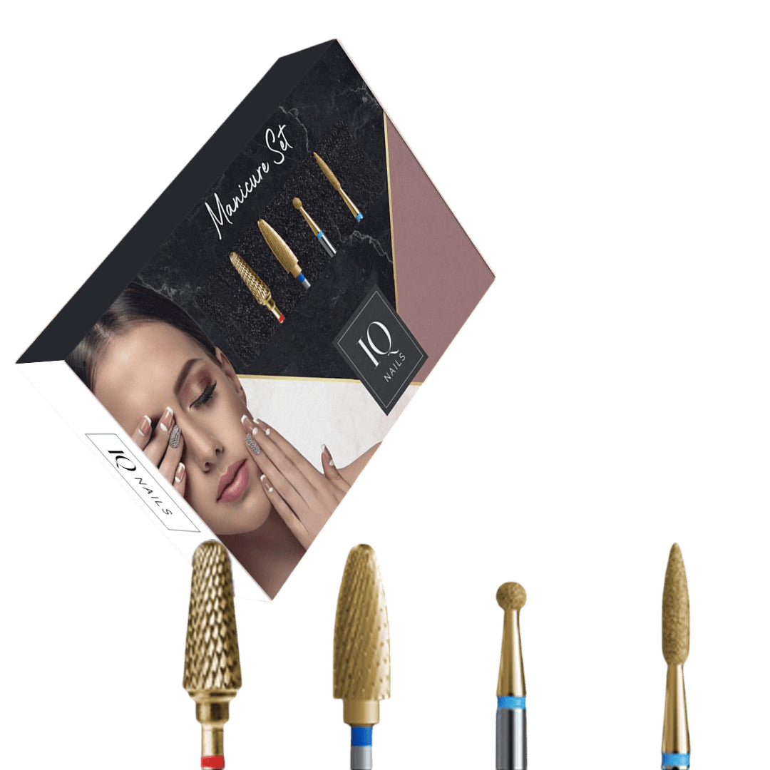 Gold Set Mini for hybrid polish, gel and cuticles - Set of 4 bits - iqnails