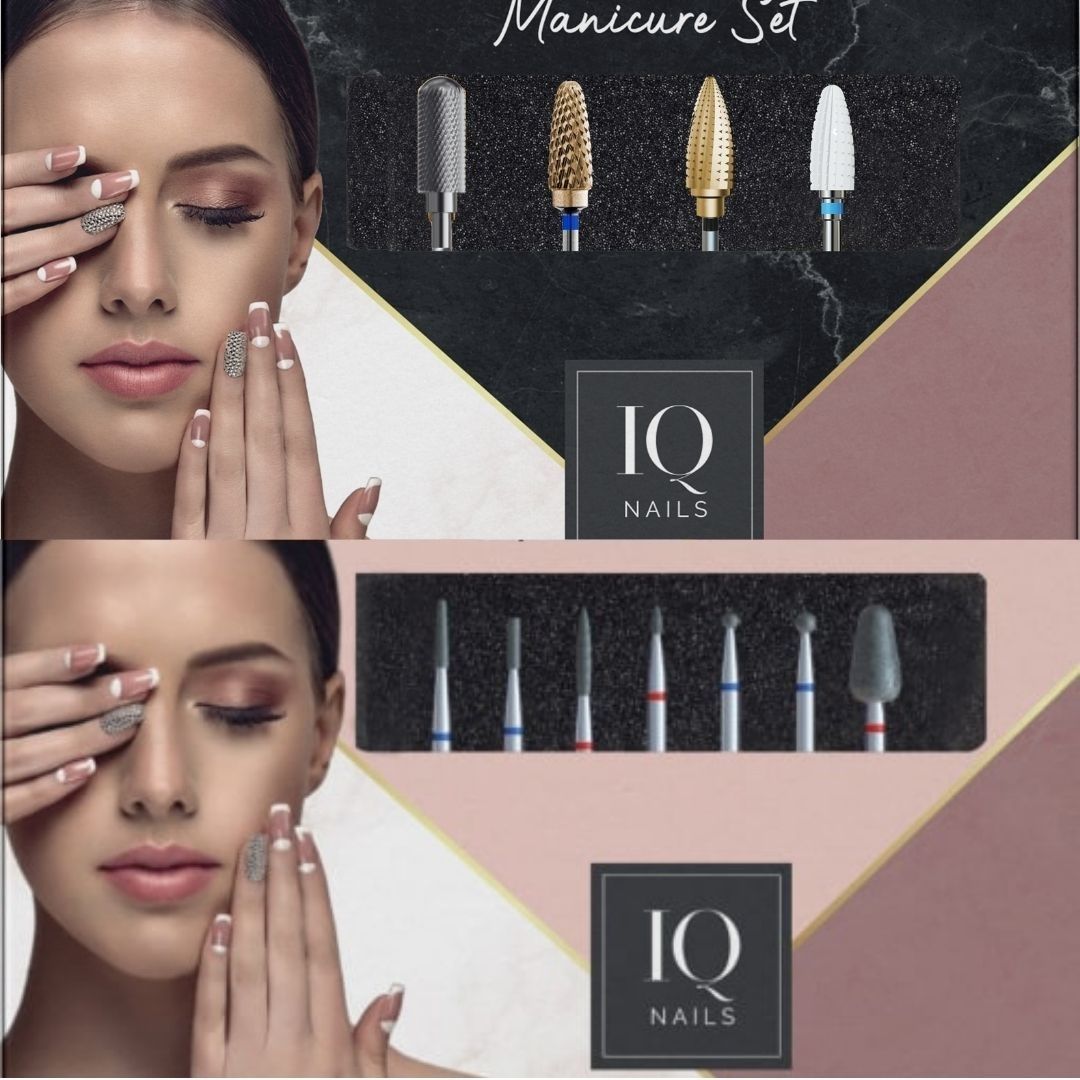 Nail Technician's Essential Kit - Bit set for hybrid polish, gel, acrylic and titanium - iqnails