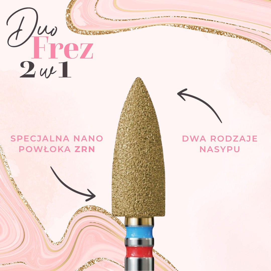 Large long flame-shaped bit with 2-in-1 grit DuoFrez - iqnails