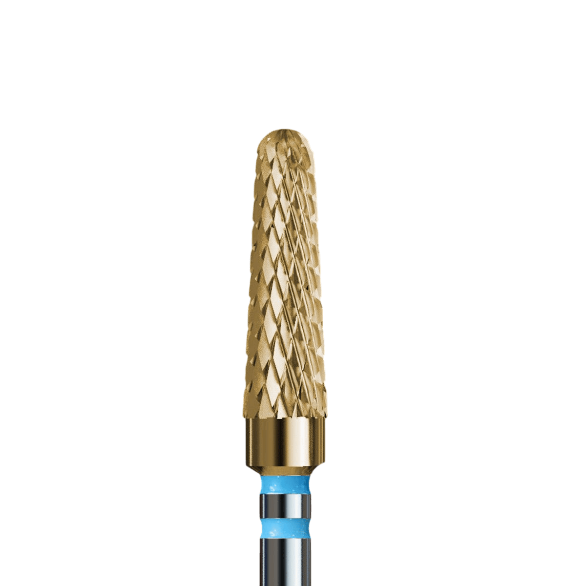 Carbide bit for left-handed users for hybrid polish, gel and acrylic with gold coating - standard cone - iqnails