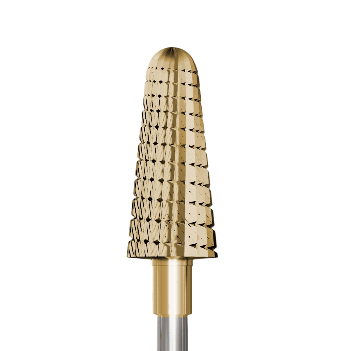 Sintered carbide bit perfect for hybrid polish, gel and acrylic with gold coating - cone - iqnails