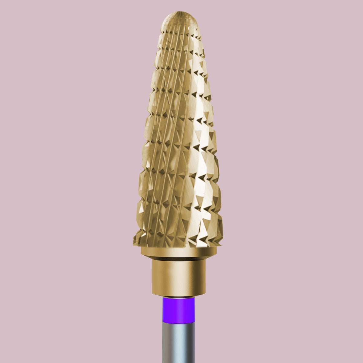 Sintered carbide bit with ZRN gold coating for hybrid polish, gel - fine cone - iqnails