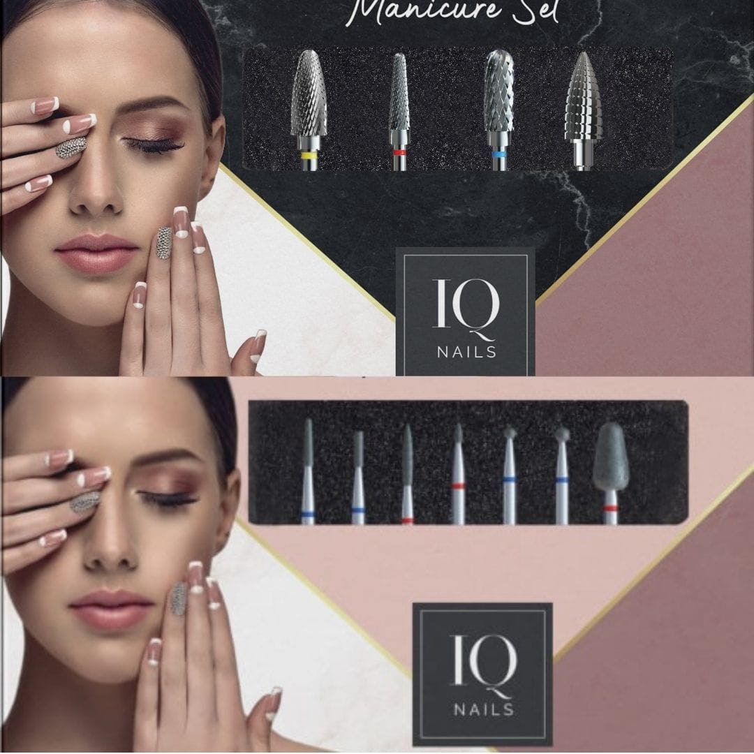 Nail Technician Essential Kit 2 - Bit set for cuticle removal and for hybrid, gel and acrylic - iqnails